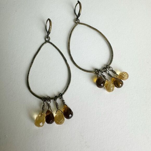 ANTHROPOLOGIE earrings | Delicate amber hue stone drops - Picture 3 of 7